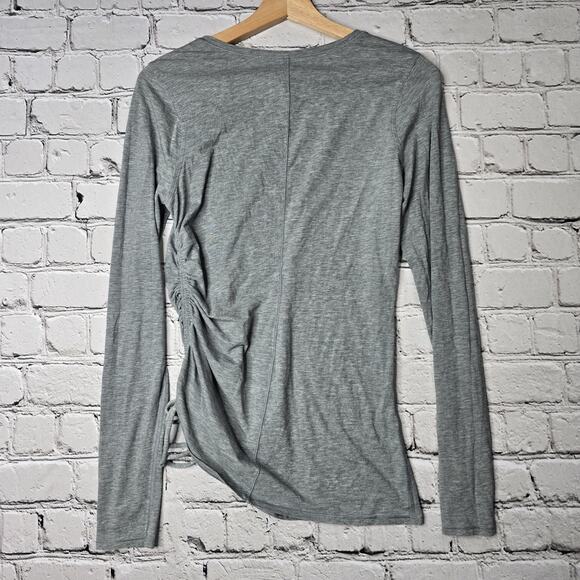 Lululemon Gray Side Cinch Long Sleeve Round Neck Pima Cotton Tshirt Size 8 - Picture 7 of 10